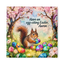 AARON ~ Squirrel collecting Easter Eggs ~ Magnet
