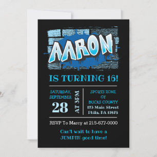 Aaron Your Graffiti Name Brick Wall Birthday Party Invitation
