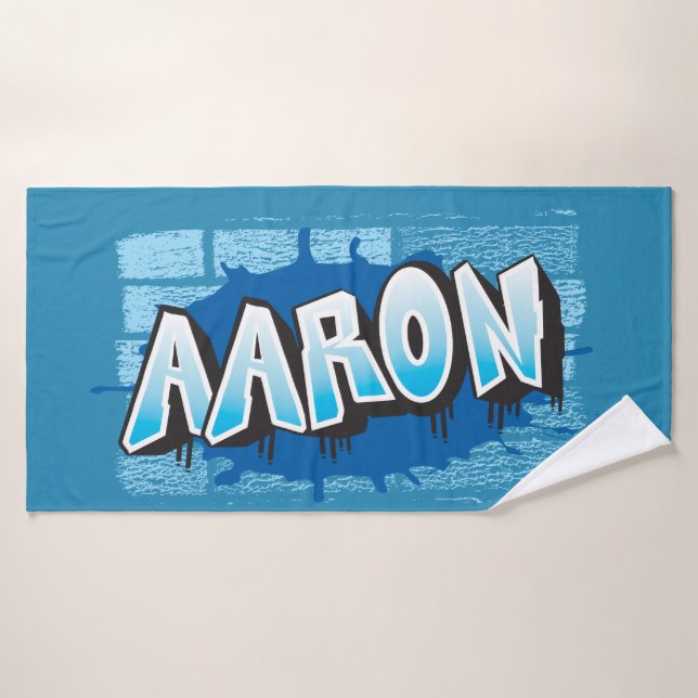 Aaron Your Name Graffiti Bath Beach Towel (Bath Towel)