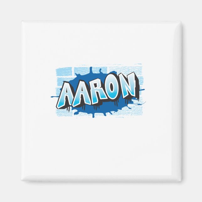 Aaron Your Name Graffiti Brick Wall Stylised Magnet (Front)