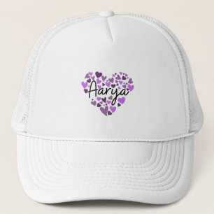 Aarya, purple hearts trucker hat