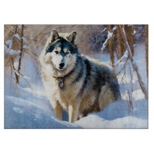 Aaskan Malamute Let It Snow Christmas Cutting Board