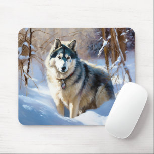 Aaskan Malamute Let It Snow Christmas Mouse Pad