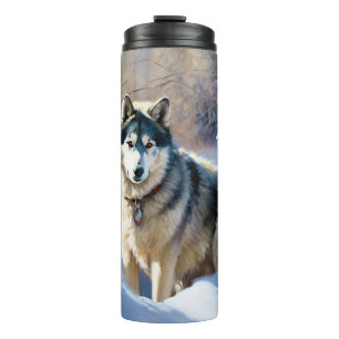 Aaskan Malamute Let It Snow Christmas Thermal Tumbler