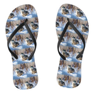 Aaskan Malamute Let It Snow Christmas Thongs