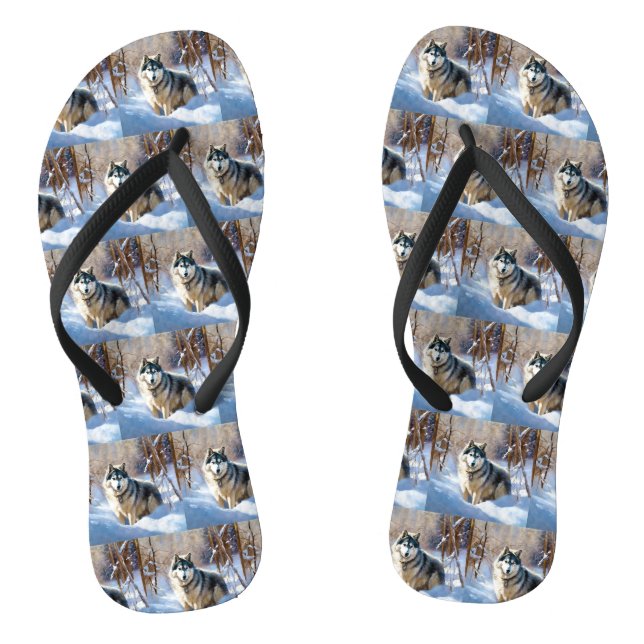 Aaskan Malamute Let It Snow Christmas Thongs (Footbed)