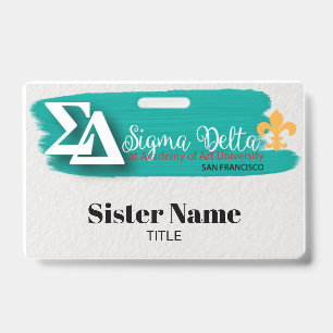 AAU SIGMA DELTA Sorority Name Badge ID Badge