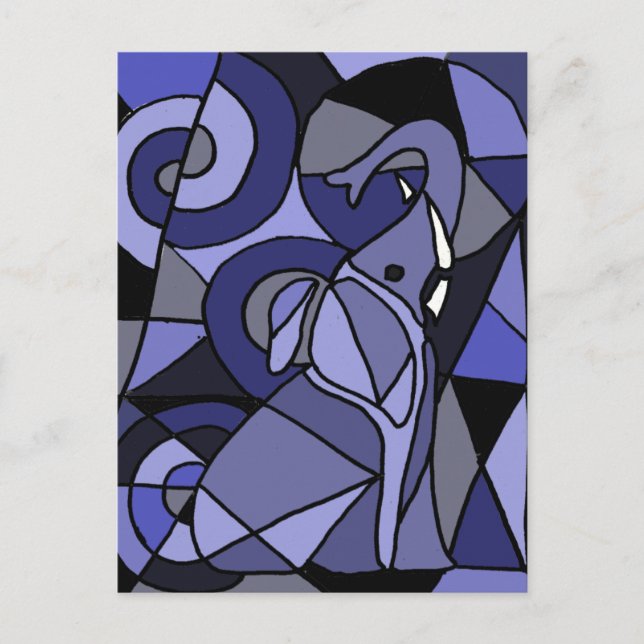 AB- Abstract Art Elephant Postcard (Front)