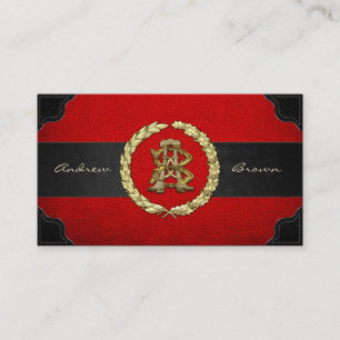 AB & BA Monogram [Gold+Leather] Business Card