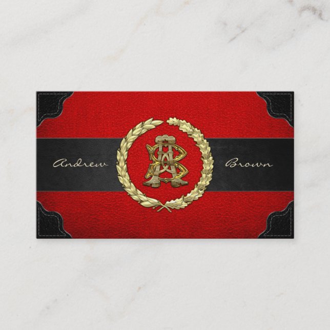 AB & BA Monogram [Gold+Leather] Business Card (Front)