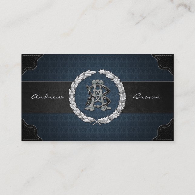 AB & BA Silver Monogram Business Card (Front)