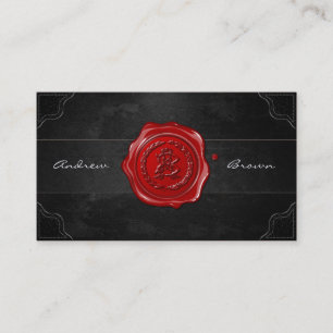 AB & BA Wax Seal Monogram [Grunge Black] Business Card