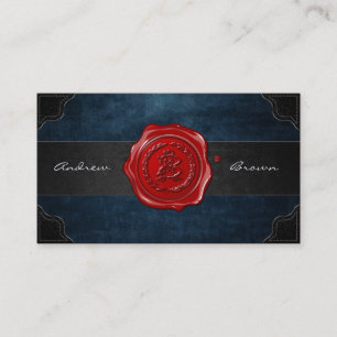 AB & BA Wax Seal Monogram [Grunge Blue] Business Card