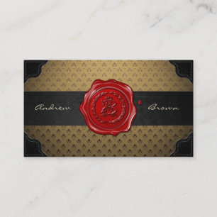 AB & BA Wax Seal Monogram [Vintage Gold+Black] Business Card