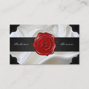 AB & BA Wax Seal Monogram [White Silk+Black] Business Card