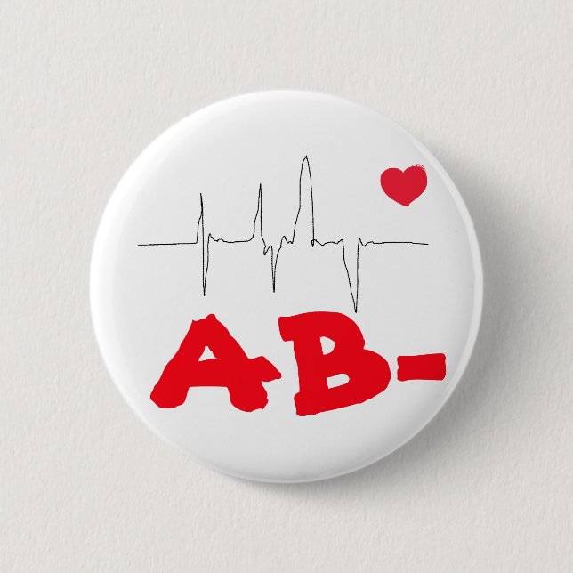 AB- Funky Blood Type Heart Rate Button (Front)