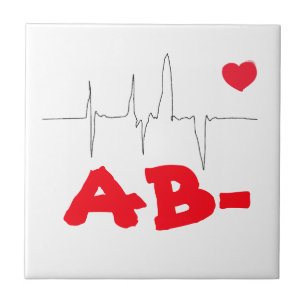 AB- Funky Blood Type Heart Rate Medical Ceramic Tile