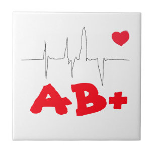 AB+ Funky Blood Type Heart Rate Medical Ceramic Tile