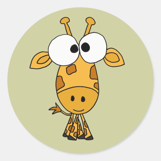 AB- Funny Giraffe Cartoon Classic Round Sticker (Front)
