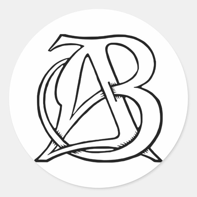 AB Monogram Classic Round Sticker (Front)