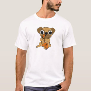 AB- Pug Playing Saxophone Cartoon T-Shirt