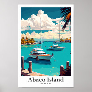 Abaco Bahamas Vintage Travel Portrait Poster