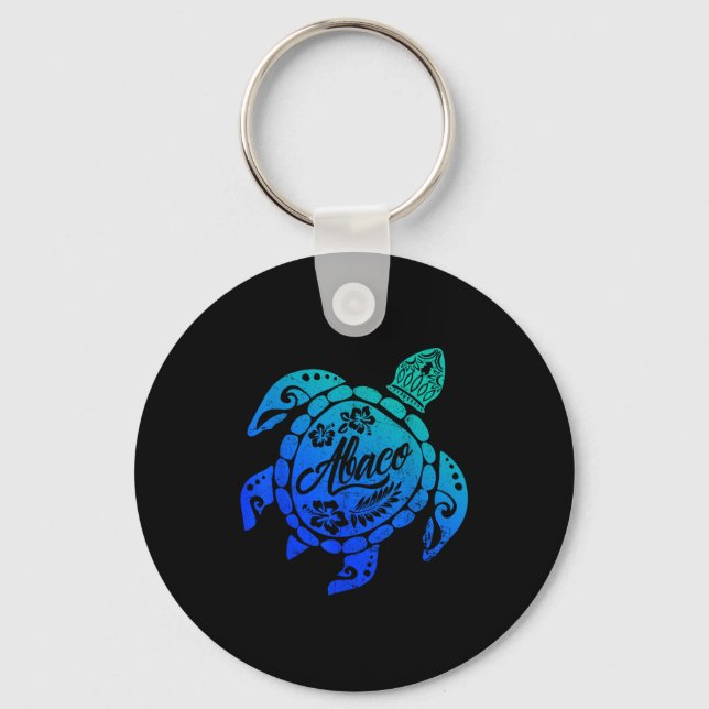 Abaco Tribal Sea Turtle Bahamas Beach Vacation  Key Ring (Front)