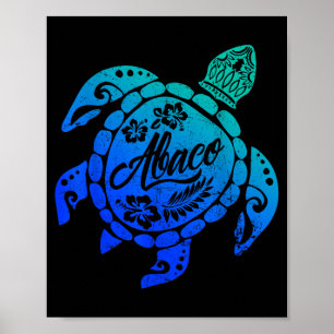 Abaco Tribal Sea Turtle Bahamas Beach Vacation  Poster