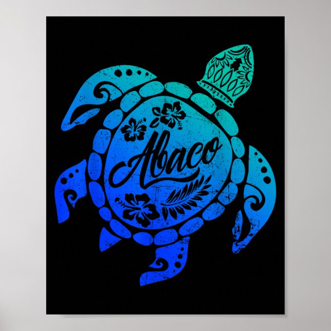 Abaco Tribal Sea Turtle Bahamas Beach Vacation  Poster (Front)