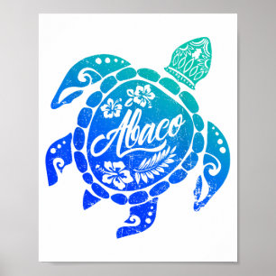 Abaco Tribal Sea Turtle Bahamas Beach Vacation  Poster