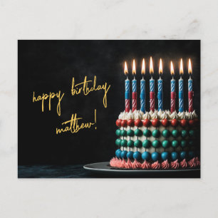 Abacus Birthday Cake with Candles Postcard