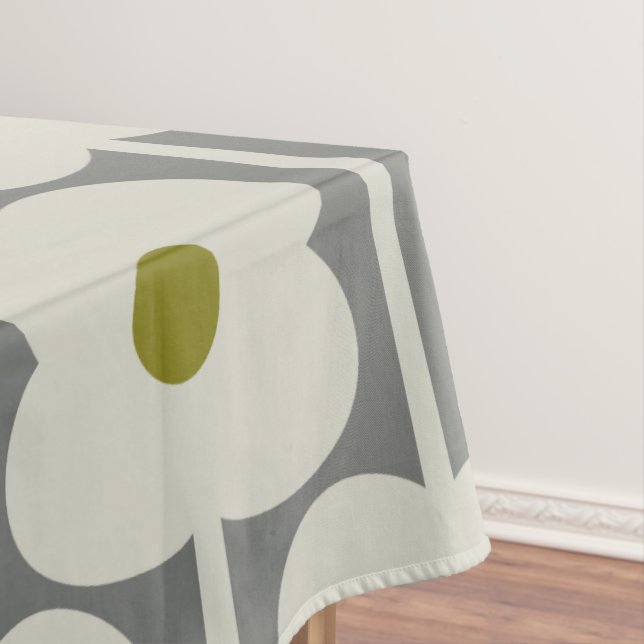 Abacus Flower and small stem pattern white & Grey Tablecloth (In Situ)