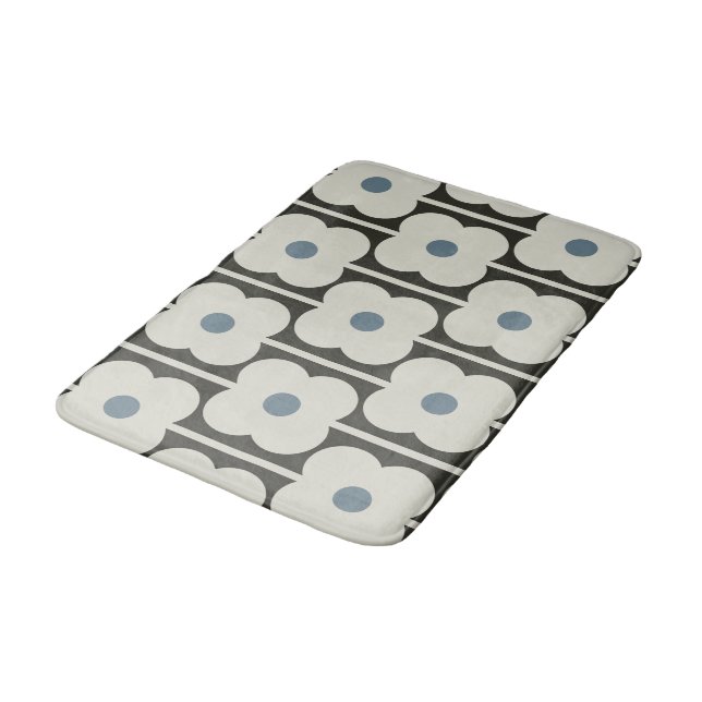 Abacus Flower Powder Blue - contemporary charm Bath Mat (Angled)