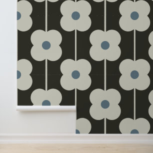 Abacus Flower Powder Blue - Retro contemporary Wallpaper