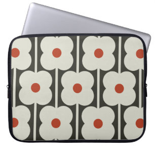 Abacus Flower Tomato Red Grid Pattern Laptop Sleeve