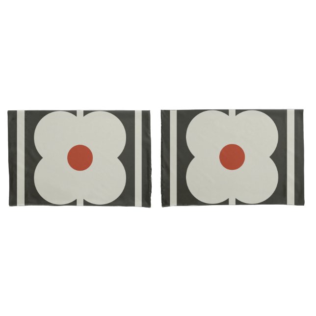 Abacus Flower Tomato Red Grid Pattern Pillowcase (Front-Set)