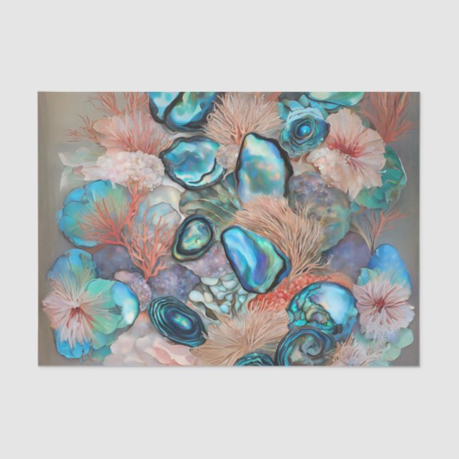 Abalone and Coral Decoupage Tissue Paper (Front)