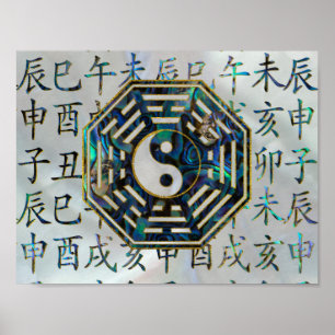 Abalone and Gold Bagua  feng shui hieroglyphs Poster