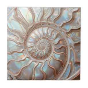 Abalone and Pearl Nautilus Shell Ceramic Tile