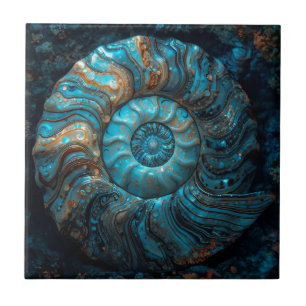 Abalone and Pearl Nautilus Shell Ceramic Tile