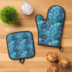 Abalone oven mitt & pot holder set