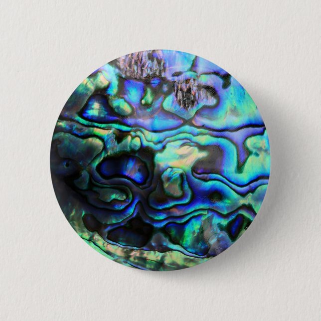 Abalone paua shell 6 cm round badge (Front)
