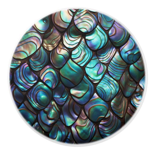 Abalone Shell Abstract Pattern Ceramic Knob (Front)