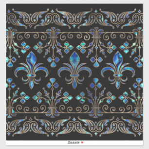 Abalone Shell and and gold Fleur-de-lis ornament
