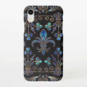 Abalone Shell and and gold Fleur-de-lis ornament iPhone Case