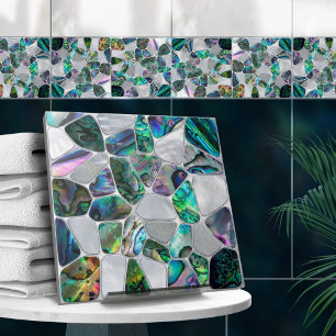 Abalone Shell and Pearl - Voronoi Cells Abstract Ceramic Tile