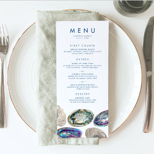Abalone Shell Colourful Watercolor Beach Wedding Menu