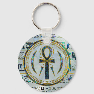 Abalone Shell Egyptian Ankh Cross symbol Key Ring