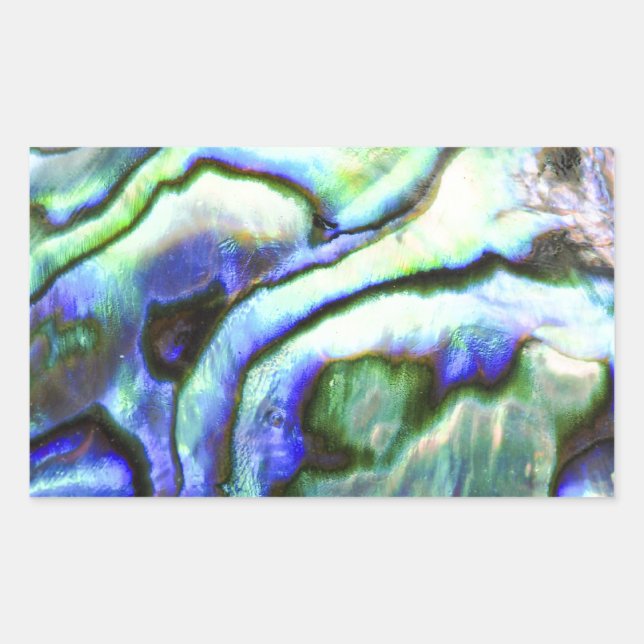 Abalone shell green blue paua rectangular sticker (Front)