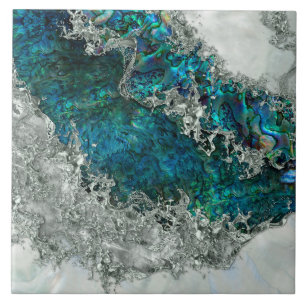 Abalone Shell Pearl and Silver 2 Ceramic Tile